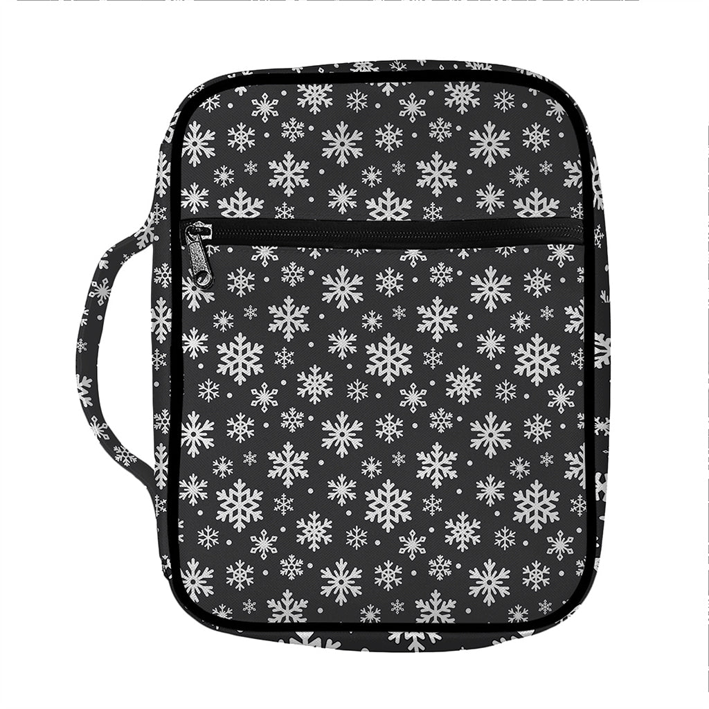 White And Grey Snowflake Pattern Print Front Pocket Bible Bag