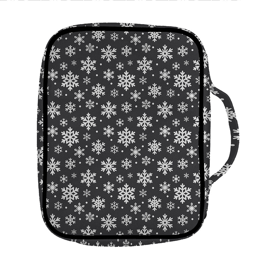 White And Grey Snowflake Pattern Print Front Pocket Bible Bag