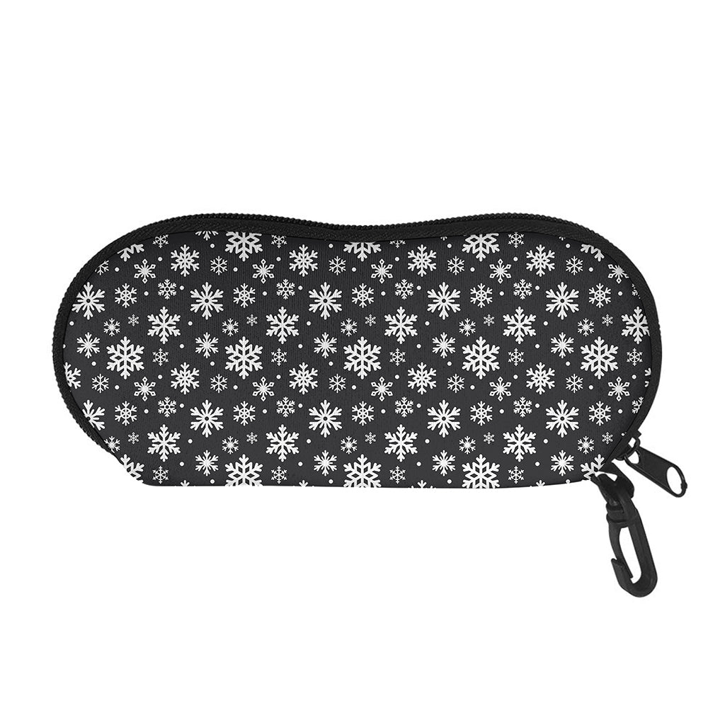 White And Grey Snowflake Pattern Print Glasses Case