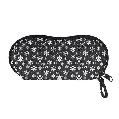 White And Grey Snowflake Pattern Print Glasses Case