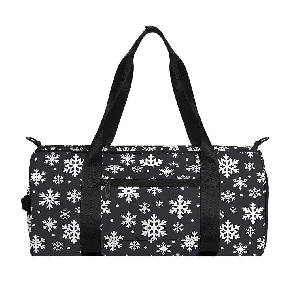 White And Grey Snowflake Pattern Print Gym Bag