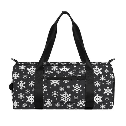 White And Grey Snowflake Pattern Print Gym Bag