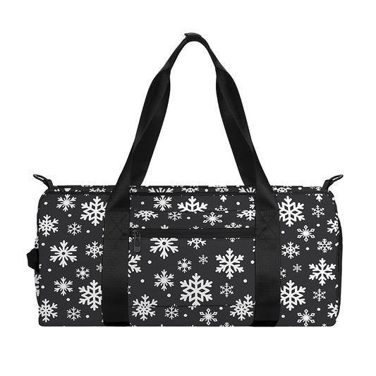 White And Grey Snowflake Pattern Print Gym Bag