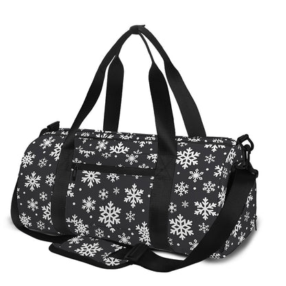 White And Grey Snowflake Pattern Print Gym Bag