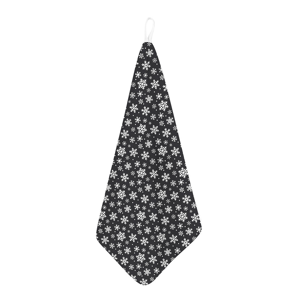 White And Grey Snowflake Pattern Print Hand Towel