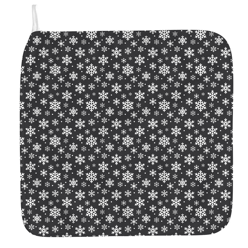 White And Grey Snowflake Pattern Print Hand Towel