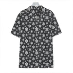 White And Grey Snowflake Pattern Print Hawaiian Shirt