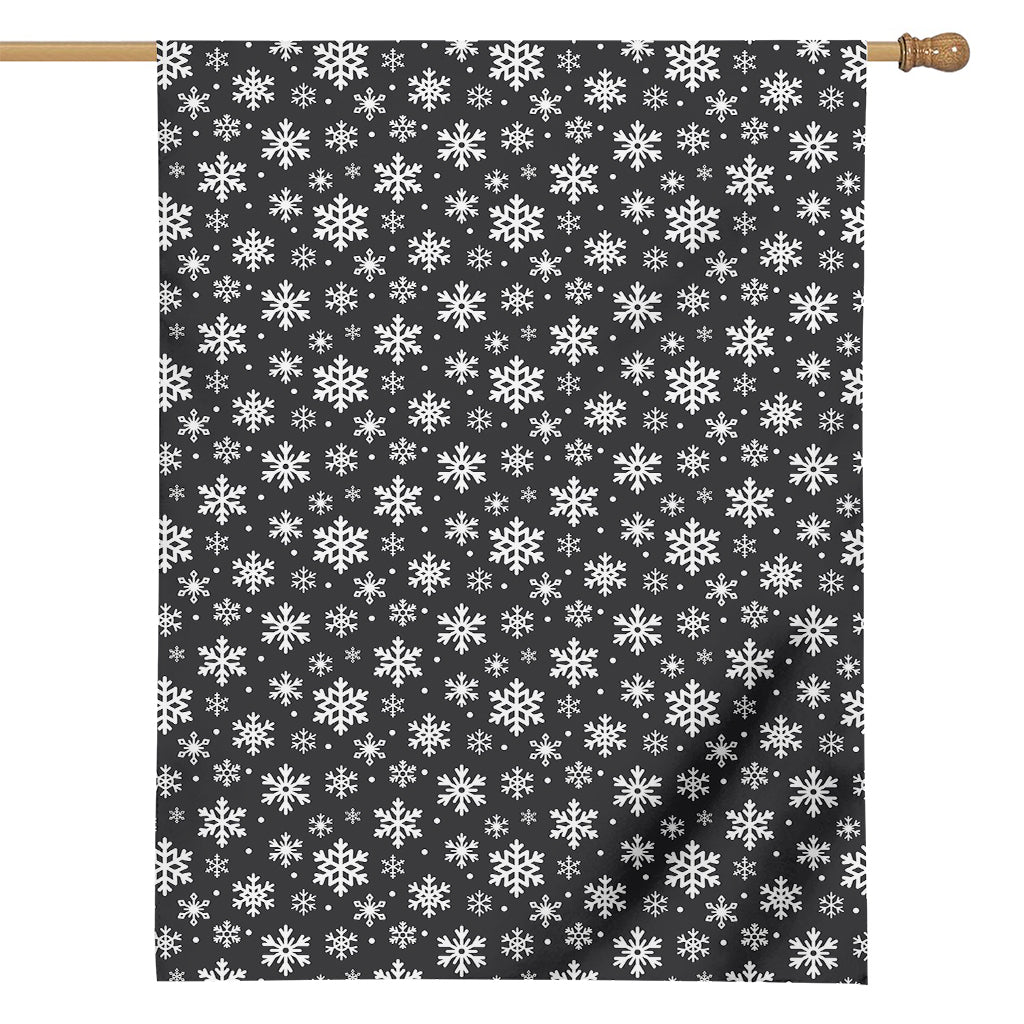 White And Grey Snowflake Pattern Print House Flag