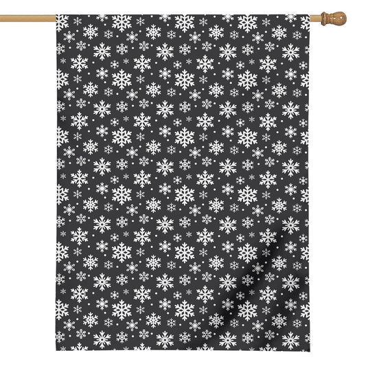 White And Grey Snowflake Pattern Print House Flag