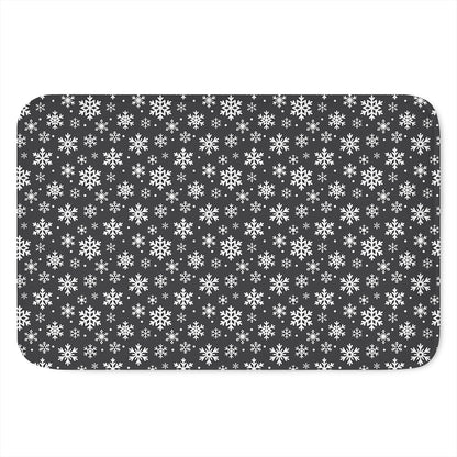 White And Grey Snowflake Pattern Print Indoor Door Mat