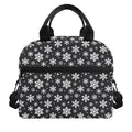 White And Grey Snowflake Pattern Print Insulated Lunch Bag