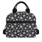 White And Grey Snowflake Pattern Print Insulated Lunch Bag