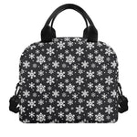 White And Grey Snowflake Pattern Print Insulated Lunch Bag