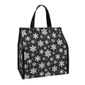 White And Grey Snowflake Pattern Print Insulated Lunch Tote