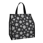 White And Grey Snowflake Pattern Print Insulated Lunch Tote