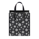 White And Grey Snowflake Pattern Print Insulated Lunch Tote