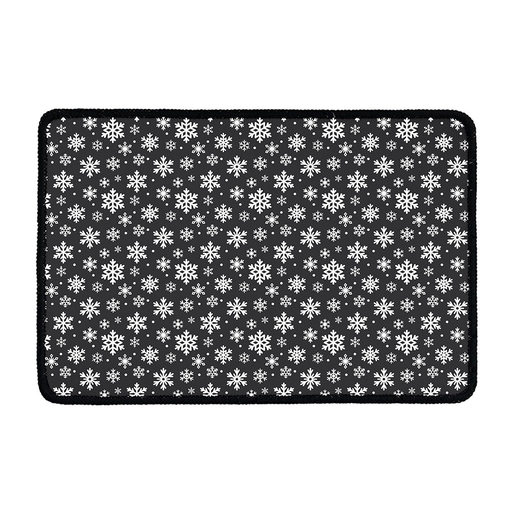 White And Grey Snowflake Pattern Print Kitchen Mat