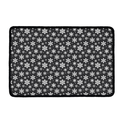 White And Grey Snowflake Pattern Print Kitchen Mat