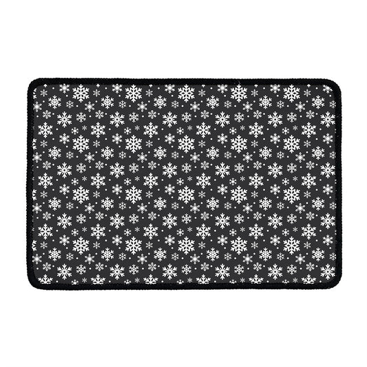 White And Grey Snowflake Pattern Print Kitchen Mat