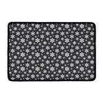 White And Grey Snowflake Pattern Print Kitchen Mat