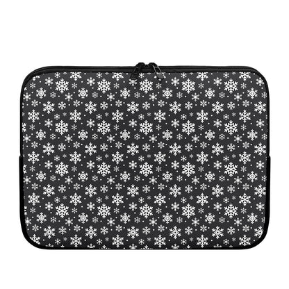 White And Grey Snowflake Pattern Print Laptop Sleeve