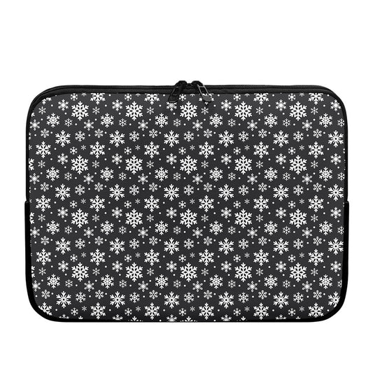 White And Grey Snowflake Pattern Print Laptop Sleeve