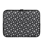 White And Grey Snowflake Pattern Print Laptop Sleeve