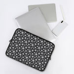 White And Grey Snowflake Pattern Print Laptop Sleeve