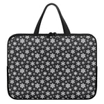 White And Grey Snowflake Pattern Print Laptop Sleeve With Handle