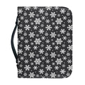 White And Grey Snowflake Pattern Print Leather Bible Cover