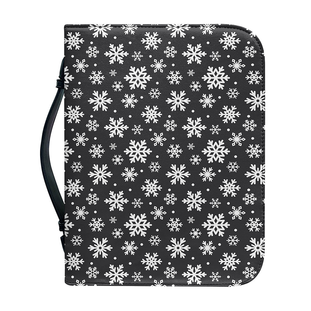 White And Grey Snowflake Pattern Print Leather Bible Cover