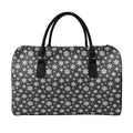 White And Grey Snowflake Pattern Print Leather Duffel Bag