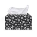 White And Grey Snowflake Pattern Print Leather Tissue Box Cover