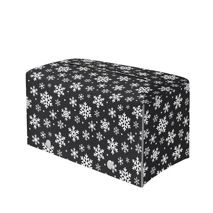 White And Grey Snowflake Pattern Print Leather Tissue Box Cover