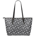 White And Grey Snowflake Pattern Print Leather Tote Bag With Zipper