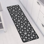 White And Grey Snowflake Pattern Print Long Kitchen Mat