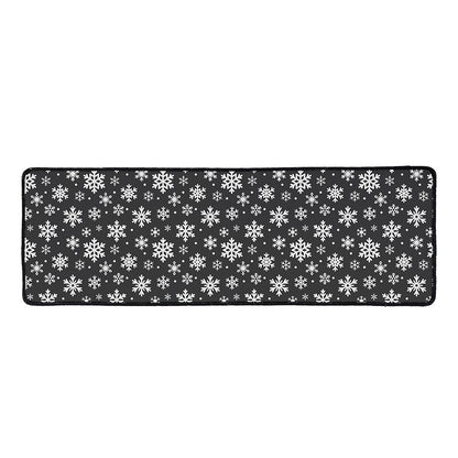 White And Grey Snowflake Pattern Print Long Kitchen Mat