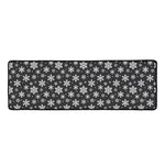 White And Grey Snowflake Pattern Print Long Kitchen Mat