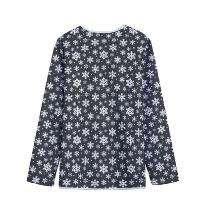 White And Grey Snowflake Pattern Print Long Sleeve Short Coat