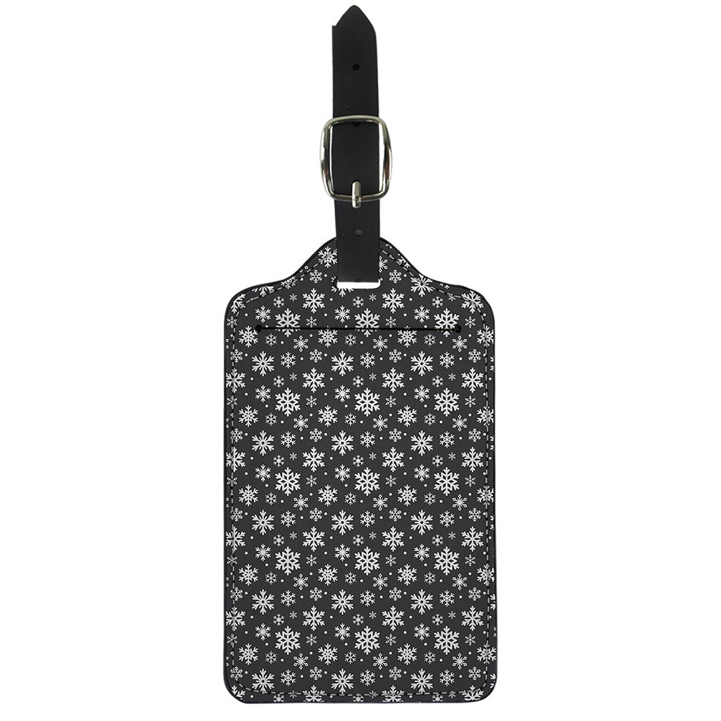 White And Grey Snowflake Pattern Print Luggage Tag