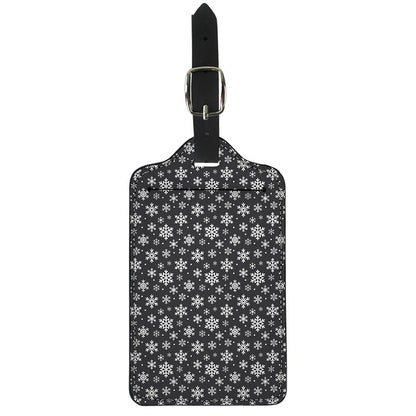 White And Grey Snowflake Pattern Print Luggage Tag