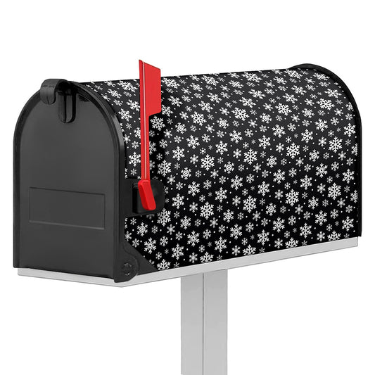 White And Grey Snowflake Pattern Print Mailbox Cover