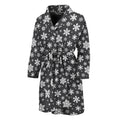 White And Grey Snowflake Pattern Print Men's Bathrobe
