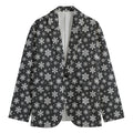White And Grey Snowflake Pattern Print Men's Blazer