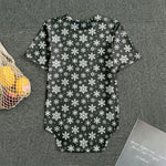 White And Grey Snowflake Pattern Print Men's Bodysuit