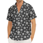 White And Grey Snowflake Pattern Print Men's Deep V-Neck Shirt