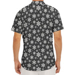 White And Grey Snowflake Pattern Print Men's Deep V-Neck Shirt