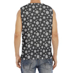 White And Grey Snowflake Pattern Print Men's Fitness Tank Top