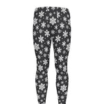 White And Grey Snowflake Pattern Print Men's leggings