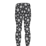 White And Grey Snowflake Pattern Print Men's leggings